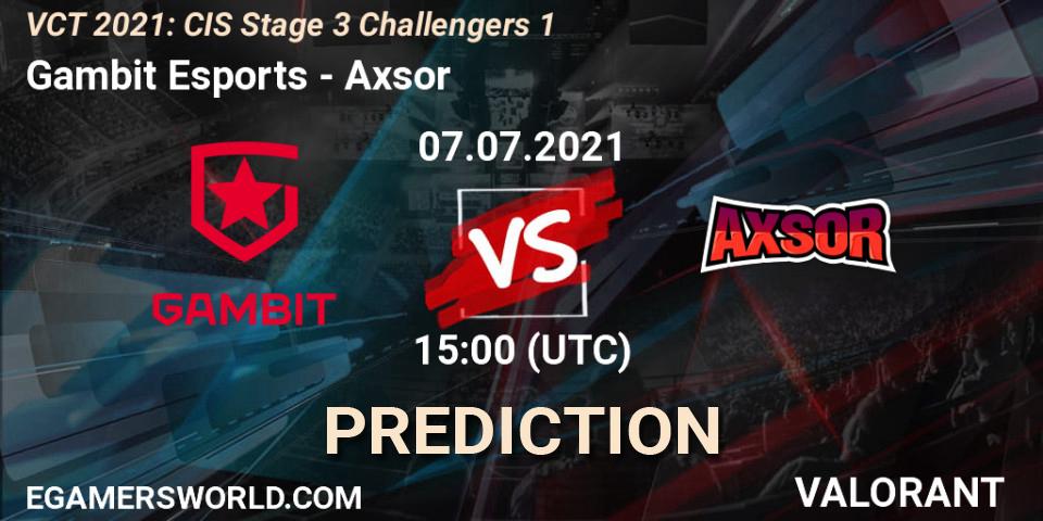 Gambit Esports - Axsor: ennuste. 07.07.2021 at 15:00, VALORANT, VCT 2021: CIS Stage 3 Challengers 1
