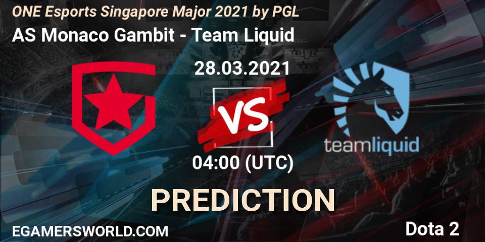AS Monaco Gambit - Team Liquid: ennuste. 28.03.2021 at 03:53, Dota 2, ONE Esports Singapore Major 2021