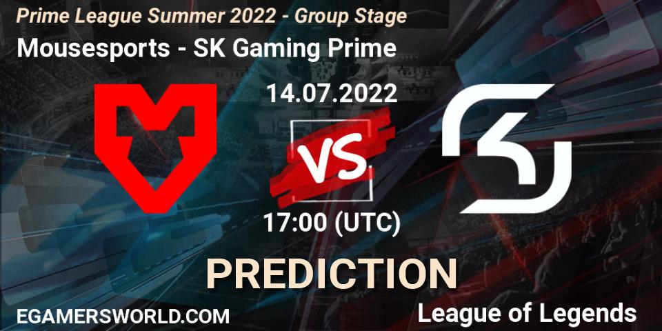 Mousesports - SK Gaming Prime: ennuste. 14.07.2022 at 17:00, LoL, Prime League Summer 2022 - Group Stage