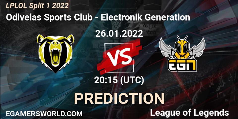 Odivelas Sports Club - Electronik Generation: ennuste. 26.01.2022 at 20:15, LoL, LPLOL Split 1 2022