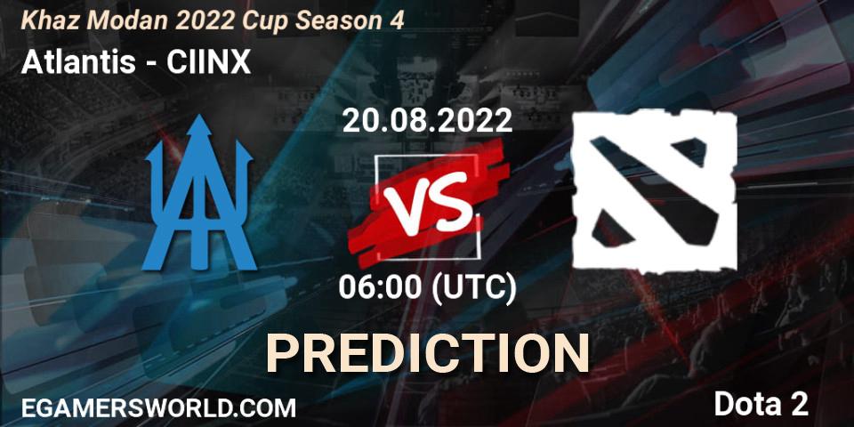 Atlantis - CIINX: ennuste. 20.08.2022 at 06:00, Dota 2, Khaz Modan 2022 Cup Season 4