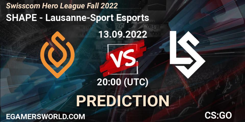 SHAPE - Lausanne-Sport Esports: ennuste. 13.09.2022 at 20:00, Counter-Strike (CS2), Swisscom Hero League Fall 2022