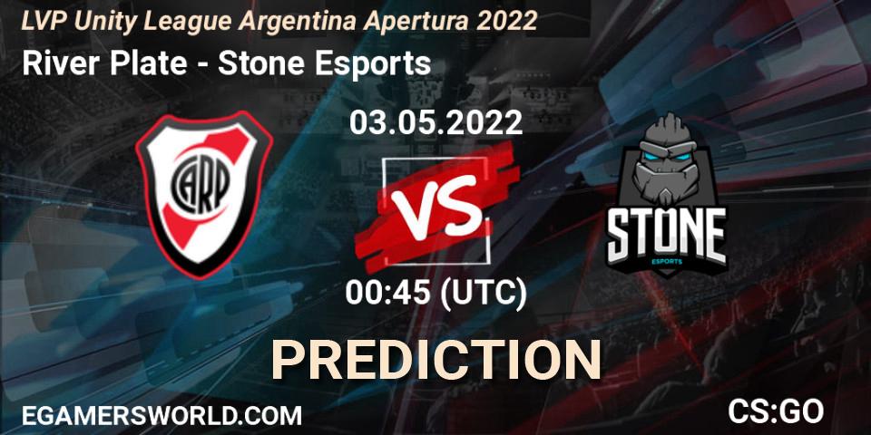 River Plate - Stone Esports: ennuste. 03.05.2022 at 00:45, Counter-Strike (CS2), LVP Unity League Argentina Apertura 2022