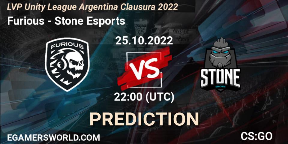 Furious - Stone Esports: ennuste. 25.10.2022 at 22:00, Counter-Strike (CS2), LVP Unity League Argentina Clausura 2022