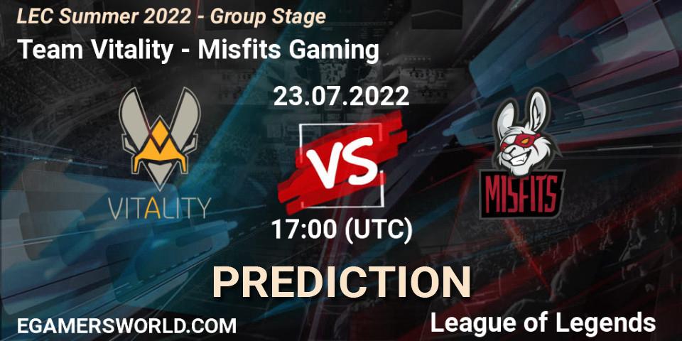 Team Vitality - Misfits Gaming: ennuste. 23.07.2022 at 17:00, LoL, LEC Summer 2022 - Group Stage