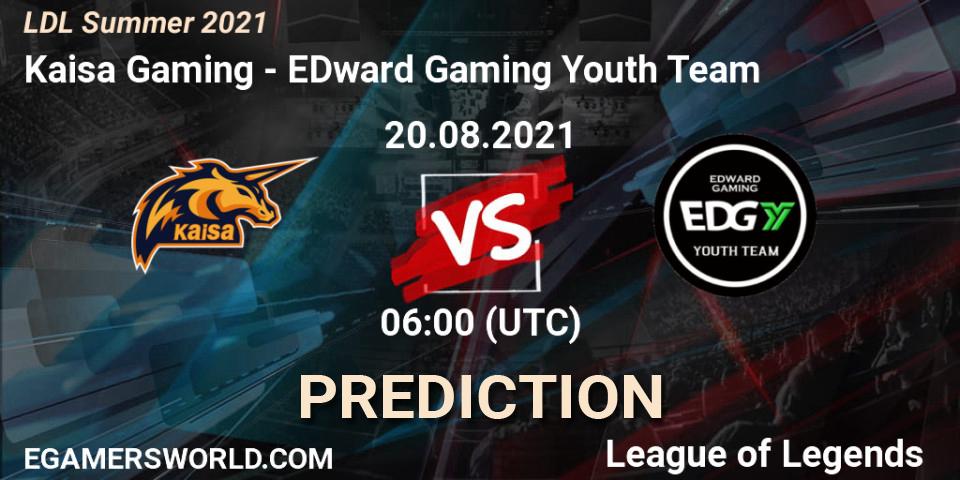 Kaisa Gaming - EDward Gaming Youth Team: ennuste. 20.08.2021 at 06:00, LoL, LDL Summer 2021