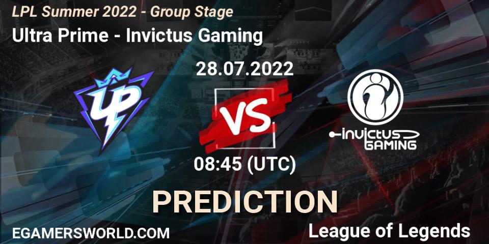 Ultra Prime - Invictus Gaming: ennuste. 28.07.2022 at 09:00, LoL, LPL Summer 2022 - Group Stage