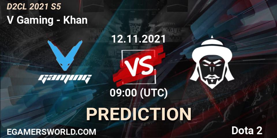 V Gaming - Khan: ennuste. 19.11.2021 at 09:06, Dota 2, Dota 2 Champions League 2021 Season 5