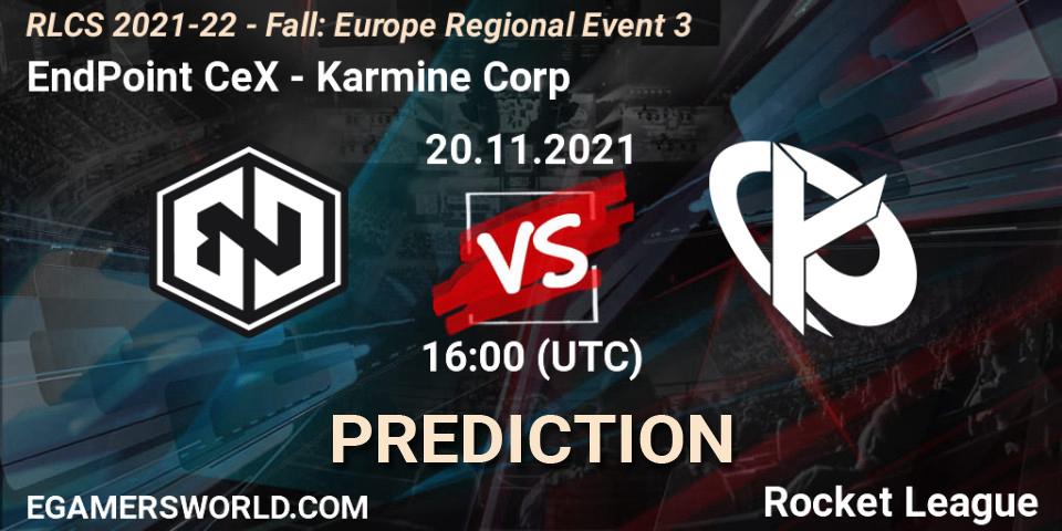 EndPoint CeX - Karmine Corp: ennuste. 20.11.2021 at 16:00, Rocket League, RLCS 2021-22 - Fall: Europe Regional Event 3