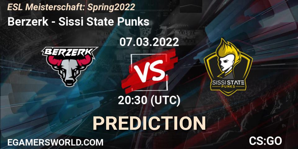 Berzerk - Sissi State Punks: ennuste. 07.03.2022 at 20:30, Counter-Strike (CS2), ESL Meisterschaft: Spring 2022