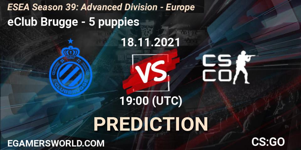 eClub Brugge - 5 puppies: ennuste. 18.11.2021 at 19:00, Counter-Strike (CS2), ESEA Season 39: Advanced Division - Europe