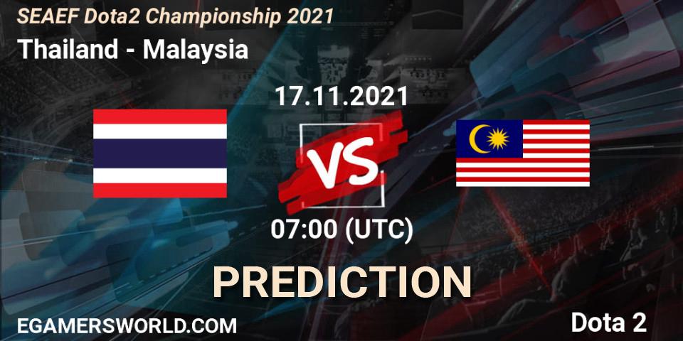 Thailand - Team Malaysia: ennuste. 17.11.2021 at 08:06, Dota 2, SEAEF Dota2 Championship 2021