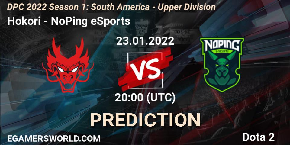 Hokori - NoPing eSports: ennuste. 23.01.2022 at 20:03, Dota 2, DPC 2022 Season 1: South America - Upper Division
