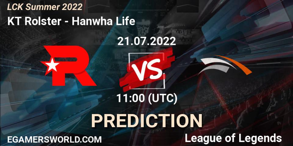 KT Rolster - Hanwha Life: ennuste. 21.07.2022 at 11:00, LoL, LCK Summer 2022