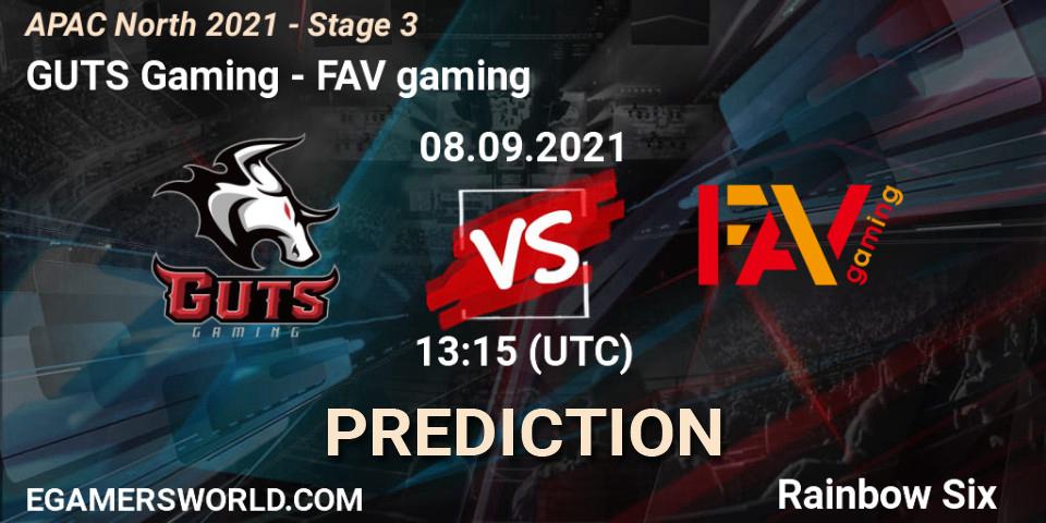 GUTS Gaming - FAV gaming: ennuste. 08.09.2021 at 13:15, Rainbow Six, APAC North 2021 - Stage 3