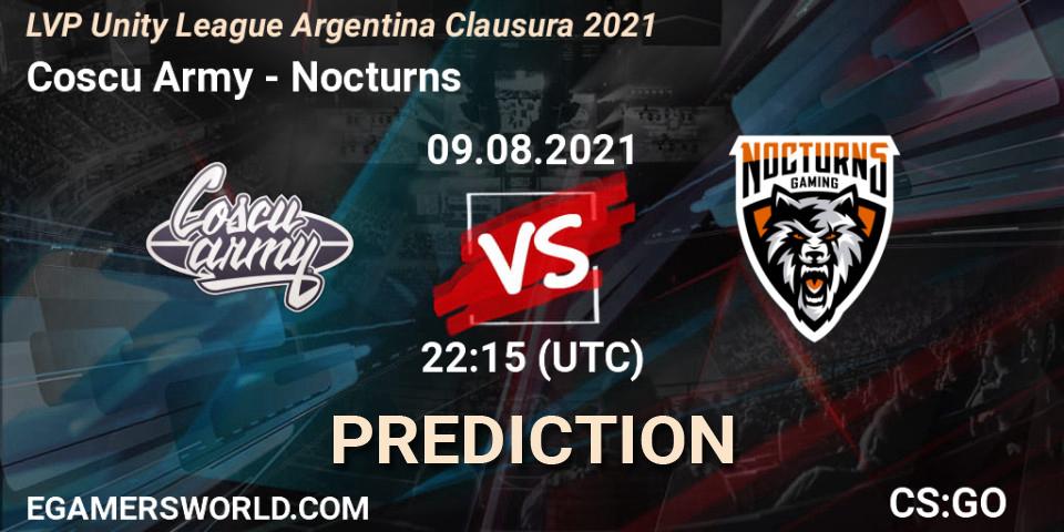 Coscu Army - Nocturns: ennuste. 09.08.2021 at 22:30, Counter-Strike (CS2), LVP Unity League Argentina Clausura 2021