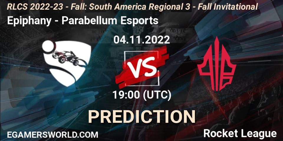 Epiphany - Parabellum Esports: ennuste. 04.11.2022 at 19:00, Rocket League, RLCS 2022-23 - Fall: South America Regional 3 - Fall Invitational