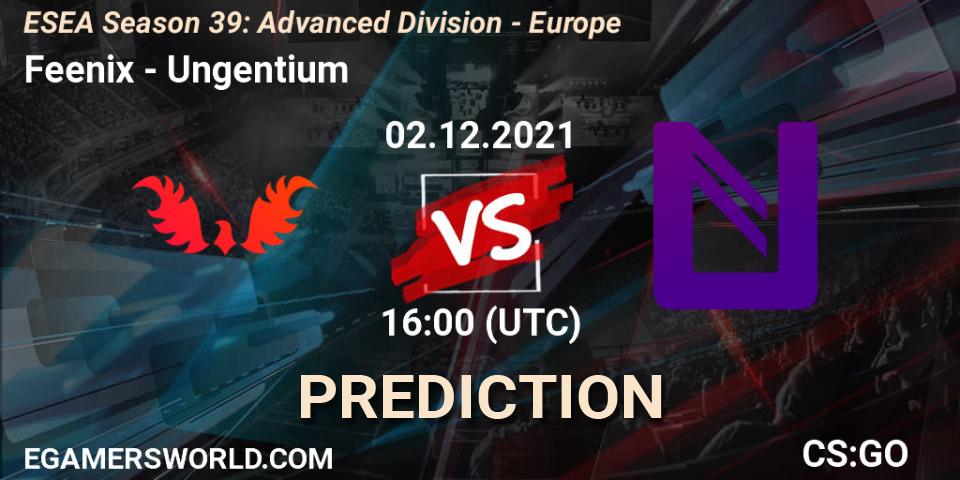Feenix - Ungentium: ennuste. 02.12.2021 at 16:00, Counter-Strike (CS2), ESEA Season 39: Advanced Division - Europe