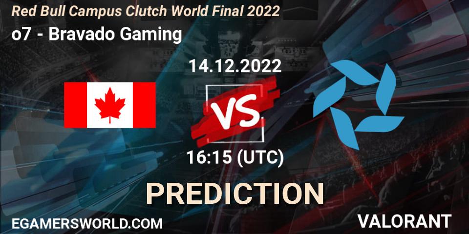 o7 - Bravado Gaming: ennuste. 14.12.2022 at 15:15, VALORANT, Red Bull Campus Clutch World Final 2022