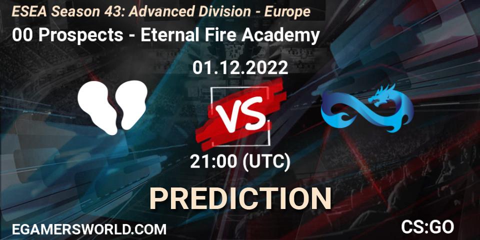 00 Prospects - Eternal Fire Academy: ennuste. 02.12.22, CS2 (CS:GO), ESEA Season 43: Advanced Division - Europe