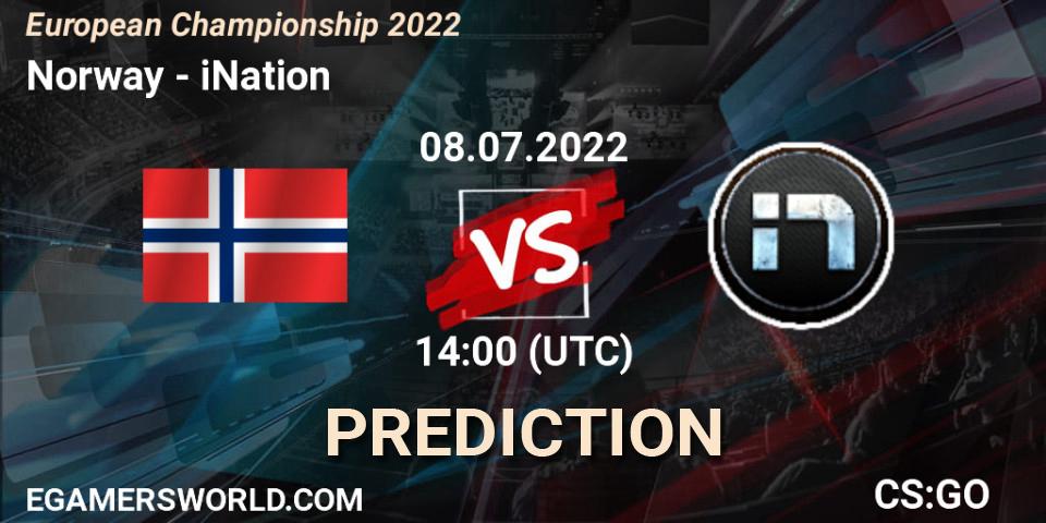 Norway - iNation: ennuste. 08.07.2022 at 14:00, Counter-Strike (CS2), European Championship 2022