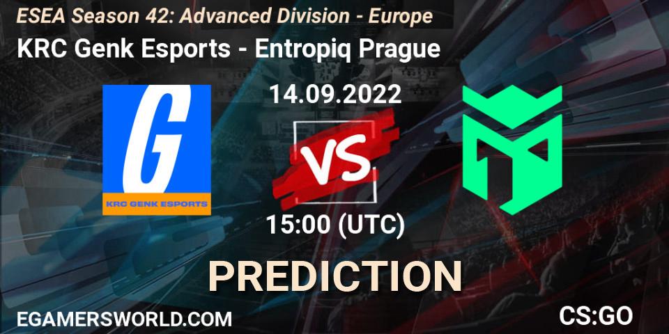 KRC Genk Esports - Entropiq Prague: ennuste. 14.09.2022 at 15:00, Counter-Strike (CS2), ESEA Season 42: Advanced Division - Europe