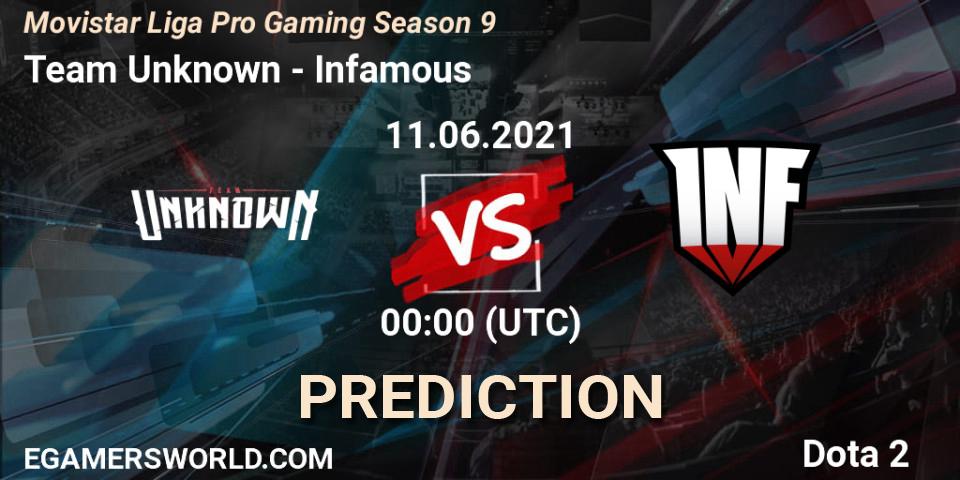 Team Unknown - Infamous: ennuste. 11.06.2021 at 00:04, Dota 2, Movistar Liga Pro Gaming Season 9