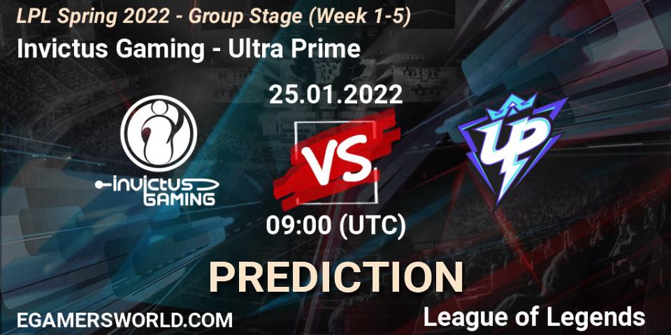 Invictus Gaming - Ultra Prime: ennuste. 25.01.2022 at 09:00, LoL, LPL Spring 2022 - Group Stage (Week 1-5)