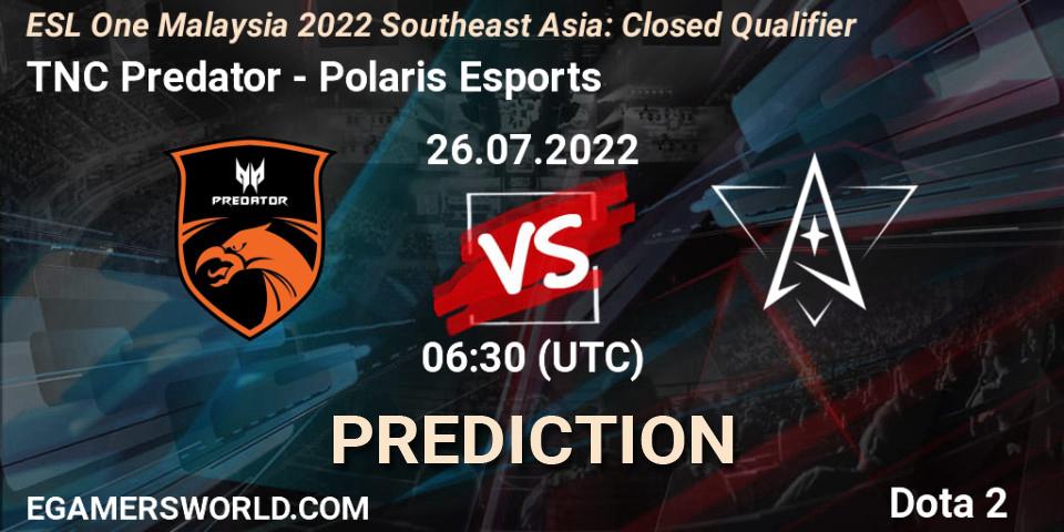 TNC Predator - Polaris Esports: ennuste. 26.07.2022 at 06:31, Dota 2, ESL One Malaysia 2022 Southeast Asia: Closed Qualifier