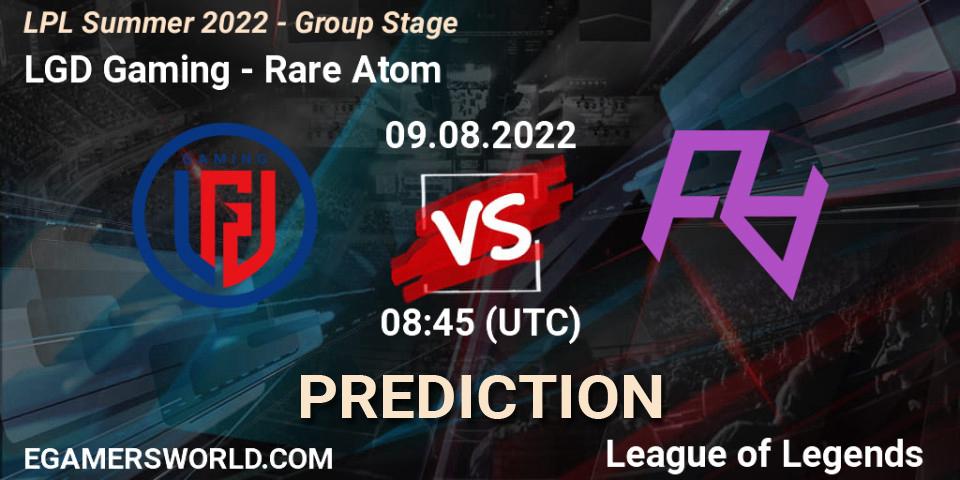 LGD Gaming - Rare Atom: ennuste. 09.08.22, LoL, LPL Summer 2022 - Group Stage