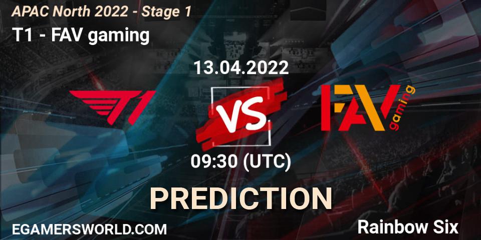 T1 - FAV gaming: ennuste. 13.04.2022 at 09:30, Rainbow Six, APAC North 2022 - Stage 1