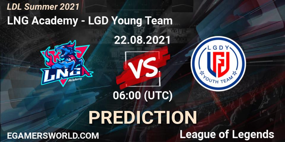 LNG Academy - LGD Young Team: ennuste. 22.08.2021 at 06:00, LoL, LDL Summer 2021