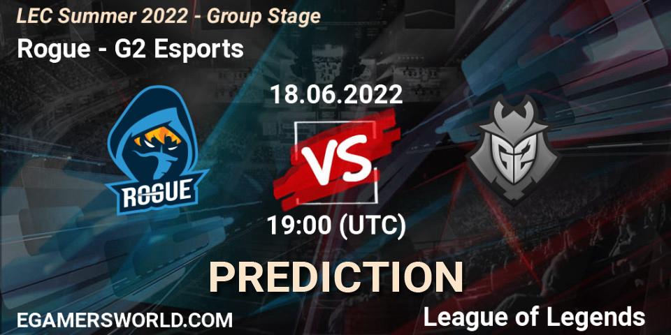 Rogue - G2 Esports: ennuste. 18.06.2022 at 19:00, LoL, LEC Summer 2022 - Group Stage
