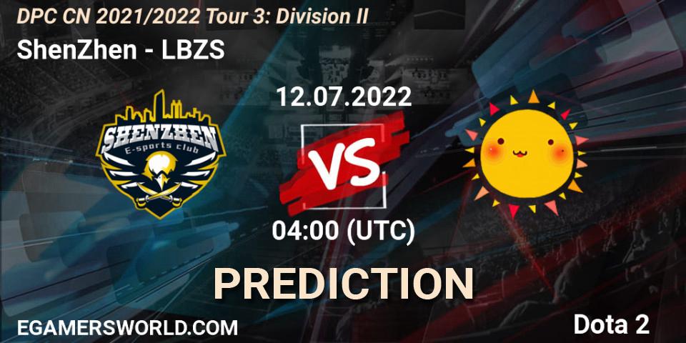 ShenZhen - LBZS: ennuste. 12.07.22, Dota 2, DPC CN 2021/2022 Tour 3: Division II