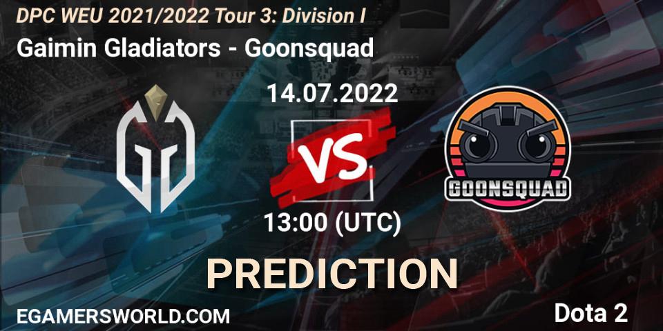 Gaimin Gladiators - Goonsquad: ennuste. 14.07.2022 at 12:55, Dota 2, DPC WEU 2021/2022 Tour 3: Division I