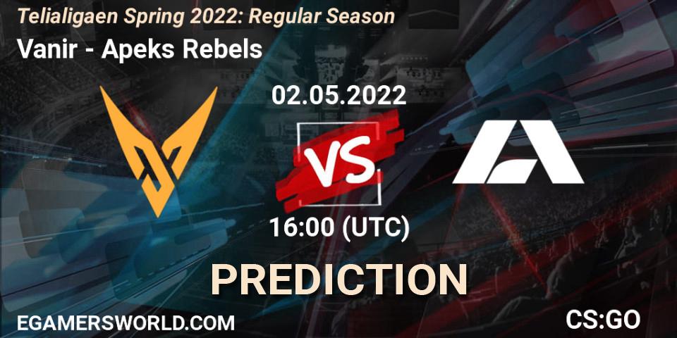Vanir - Apeks Rebels: ennuste. 02.05.2022 at 16:00, Counter-Strike (CS2), Telialigaen Spring 2022: Regular Season
