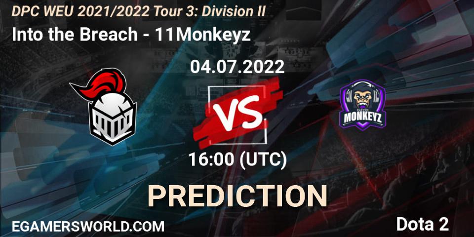 Into the Breach - 11Monkeyz: ennuste. 04.07.2022 at 15:55, Dota 2, DPC WEU 2021/2022 Tour 3: Division II