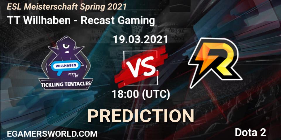 TT Willhaben - Recast Gaming: ennuste. 19.03.2021 at 18:03, Dota 2, ESL Meisterschaft Spring 2021