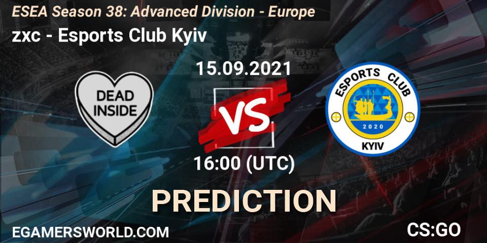 zxc - Esports Club Kyiv: ennuste. 15.09.2021 at 16:00, Counter-Strike (CS2), ESEA Season 38: Advanced Division - Europe