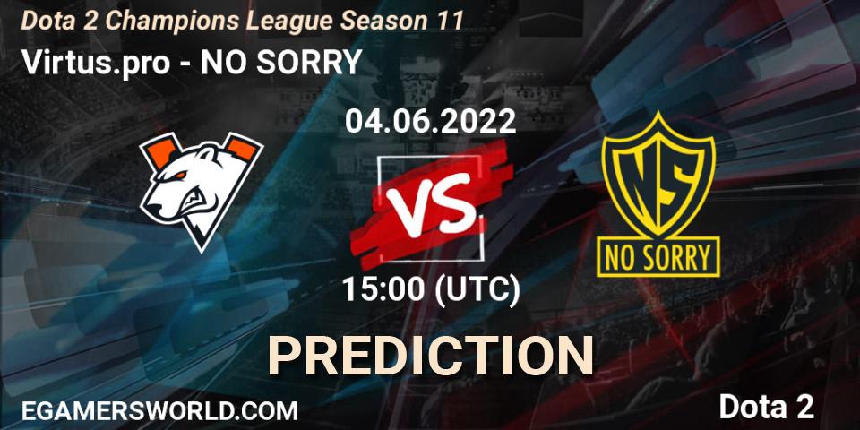 Virtus.pro - NO SORRY: ennuste. 04.06.2022 at 15:05, Dota 2, Dota 2 Champions League Season 11