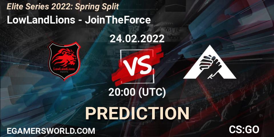 LowLandLions - JoinTheForce: ennuste. 24.02.2022 at 20:00, Counter-Strike (CS2), Elite Series 2022: Spring Split