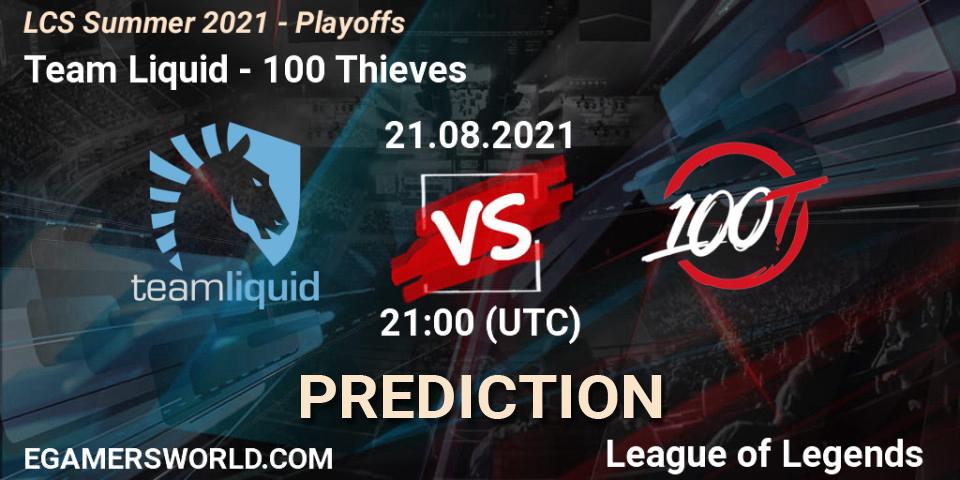 Team Liquid - 100 Thieves: ennuste. 21.08.2021 at 21:00, LoL, LCS Summer 2021 - Playoffs