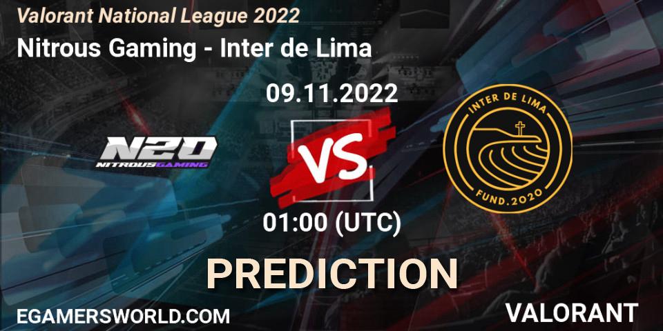 Nitrous Gaming - Inter de Lima: ennuste. 09.11.2022 at 01:00, VALORANT, Valorant National League 2022