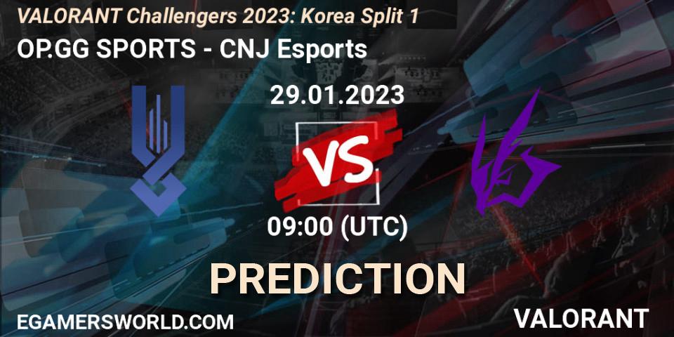 OP.GG SPORTS - CNJ Esports: ennuste. 29.01.23, VALORANT, VALORANT Challengers 2023: Korea Split 1
