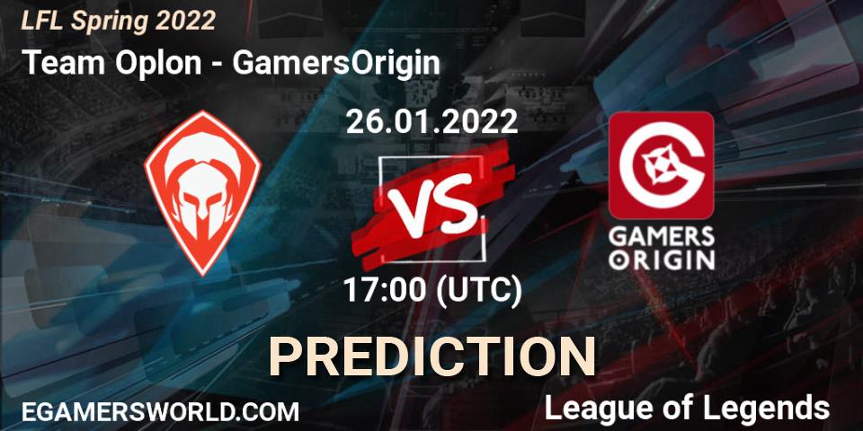 Team Oplon - GamersOrigin: ennuste. 26.01.2022 at 17:00, LoL, LFL Spring 2022