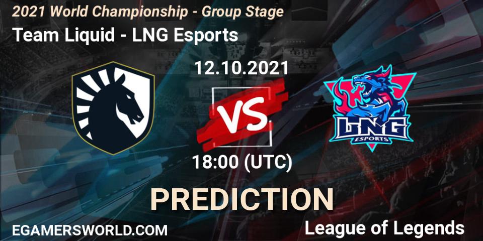 Team Liquid - LNG Esports: ennuste. 18.10.2021 at 12:00, LoL, 2021 World Championship - Group Stage