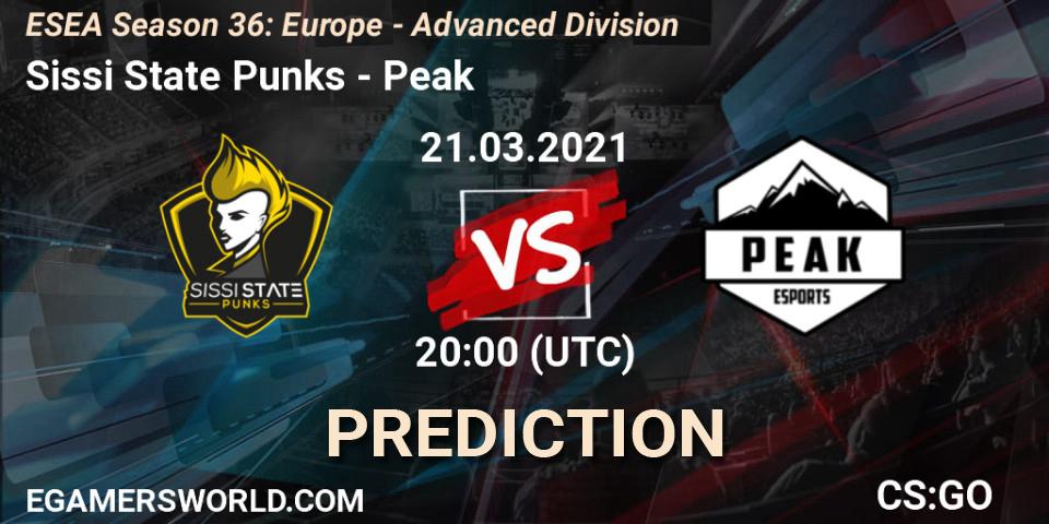 Sissi State Punks - Peak: ennuste. 21.03.2021 at 20:00, Counter-Strike (CS2), ESEA Season 36: Europe - Advanced Division