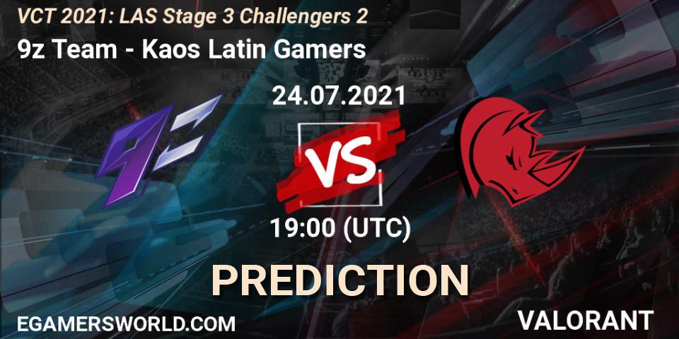 9z Team - Kaos Latin Gamers: ennuste. 24.07.2021 at 21:45, VALORANT, VCT 2021: LAS Stage 3 Challengers 2