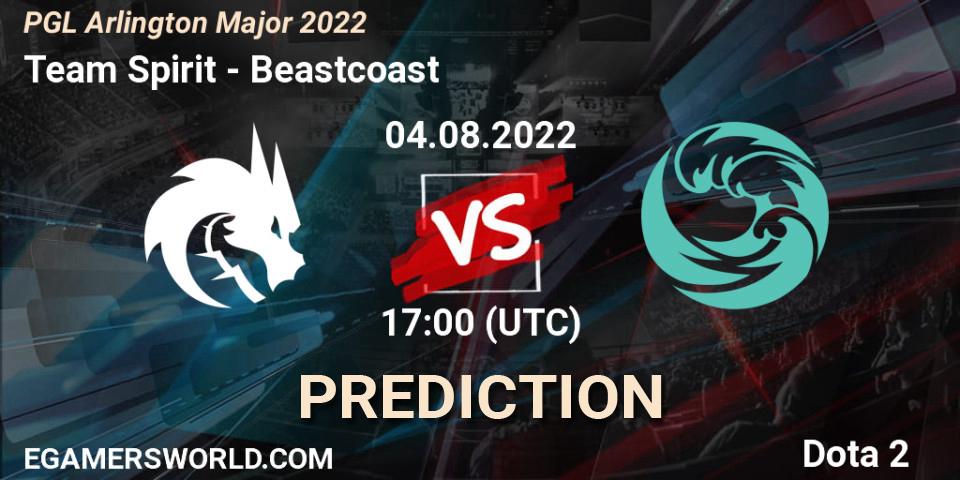 Team Spirit - Beastcoast: ennuste. 04.08.2022 at 17:19, Dota 2, PGL Arlington Major 2022 - Group Stage