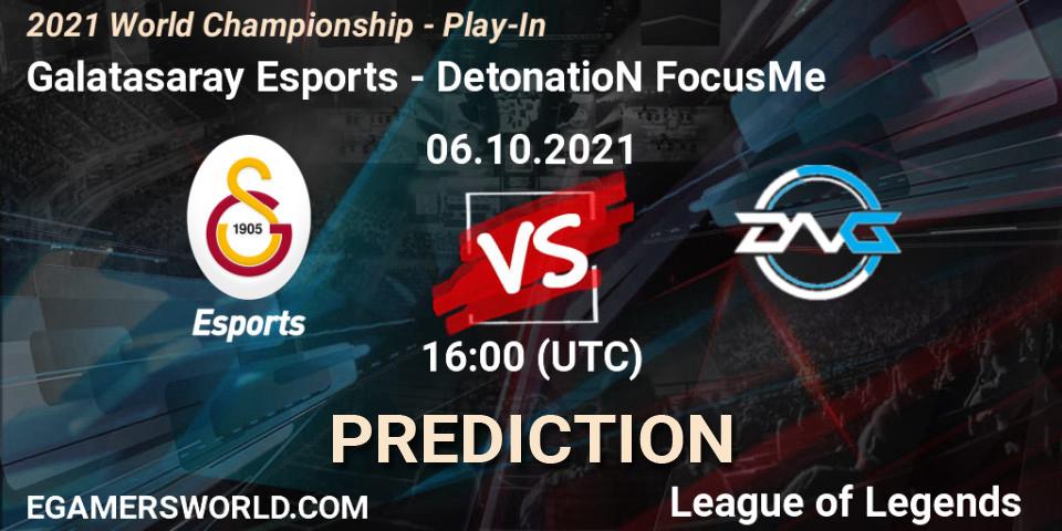 Galatasaray Esports - DetonatioN FocusMe: ennuste. 06.10.2021 at 16:00, LoL, 2021 World Championship - Play-In